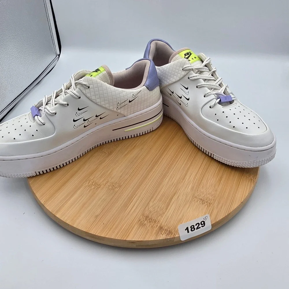 Nike Air Force 1 Sage Low LX White Multi-Swoosh Platform Sneakers CU5315-100 - Picture 6 of 13